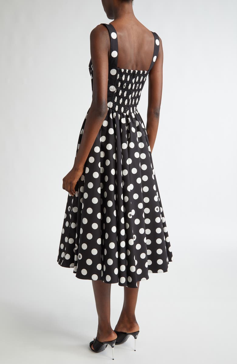 Dolce&Gabbana Polka Dot Stretch Cotton Corset Sundress, Alternate, color, Hnzsw Pois Gr 2 8 F.nero