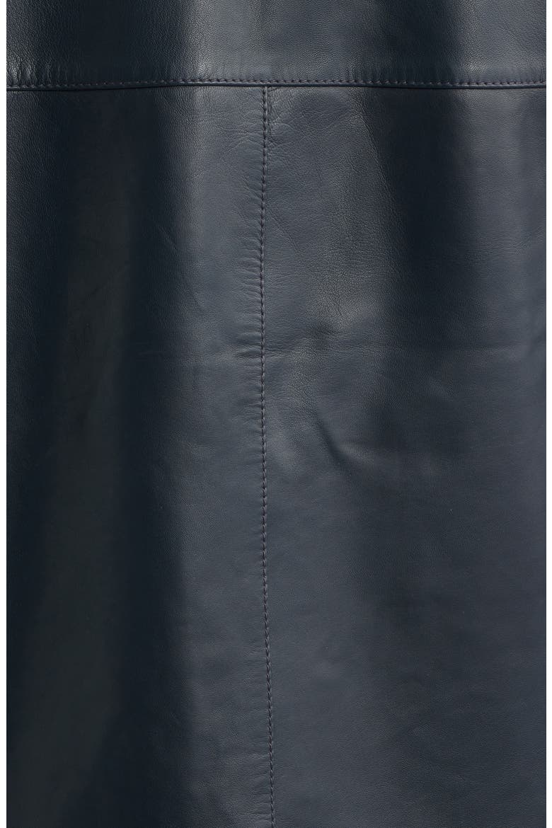 Short Mixed Media Leather Jacket, Alternate, color, NAVY