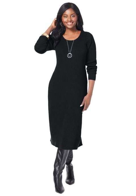 Scoop-Neck Sweater Dress (Plus Available)