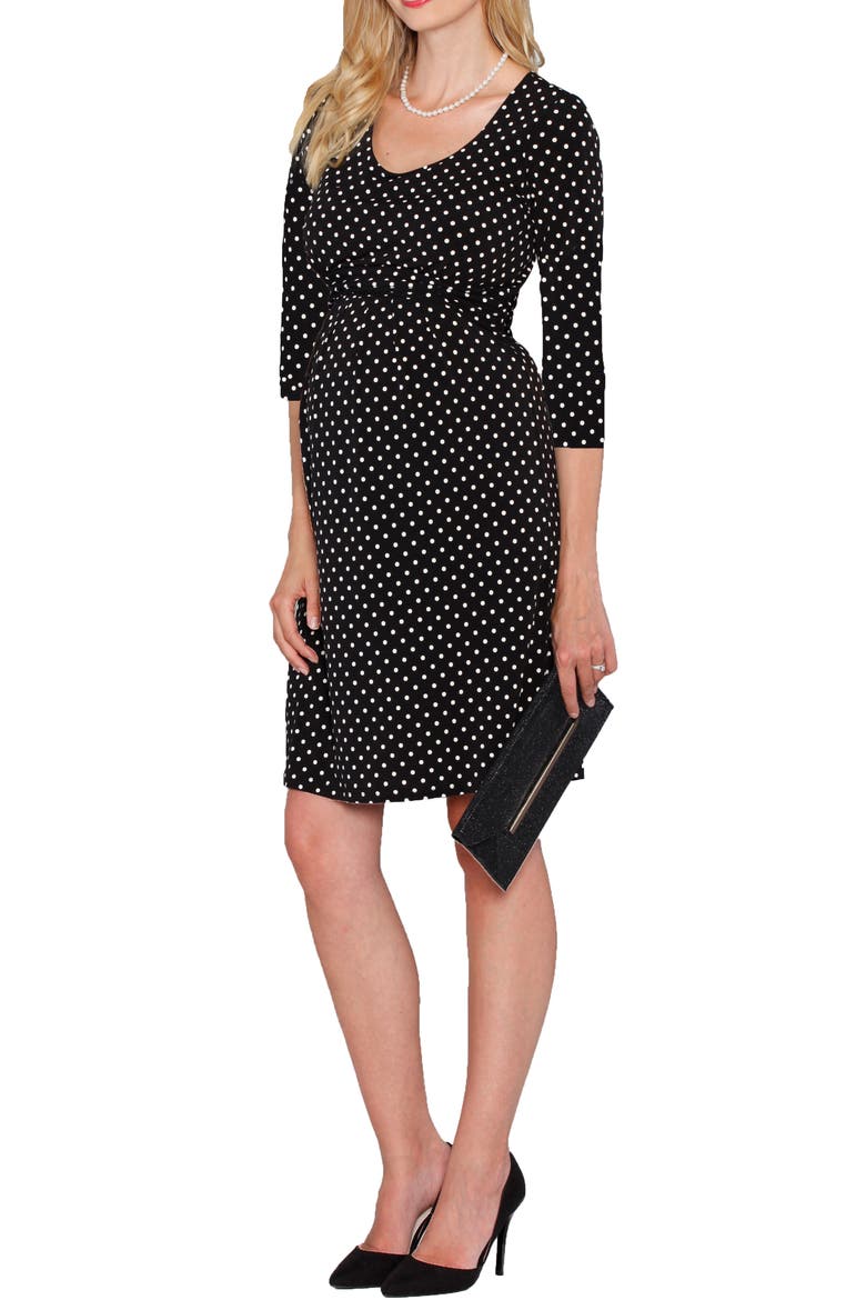 Busy Mom Maternity/Nursing Dress, Main, color, POLKA DOTS