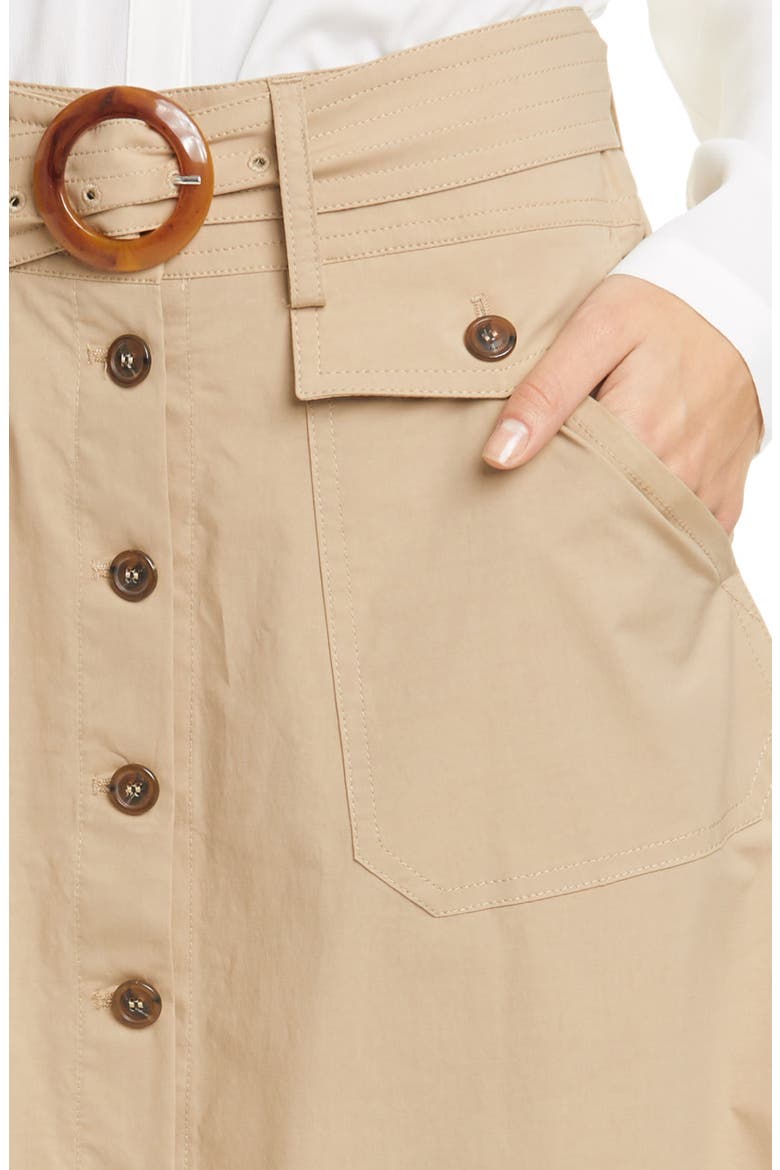 Button Front Midi Skirt, Alternate, color, KHAKI