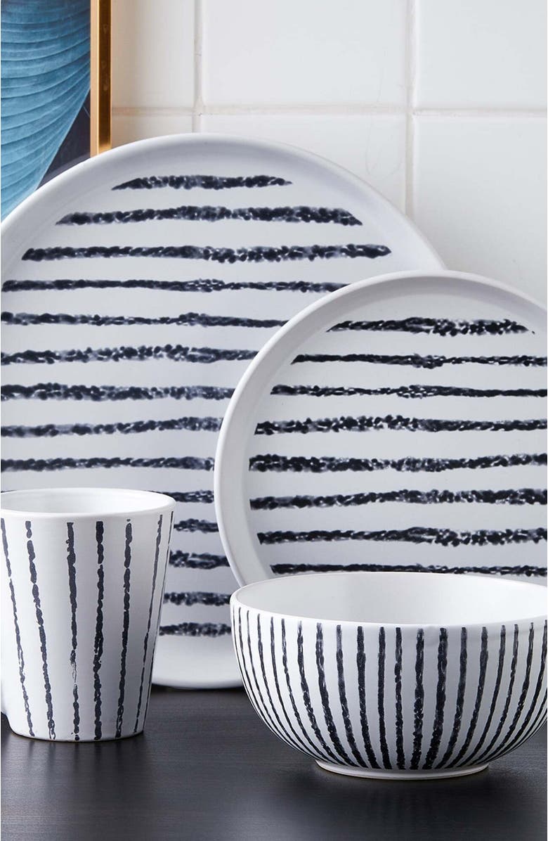 Stone Lain Nova Stoneware 16-Piece Dinnerware Set, Alternate, color, Black