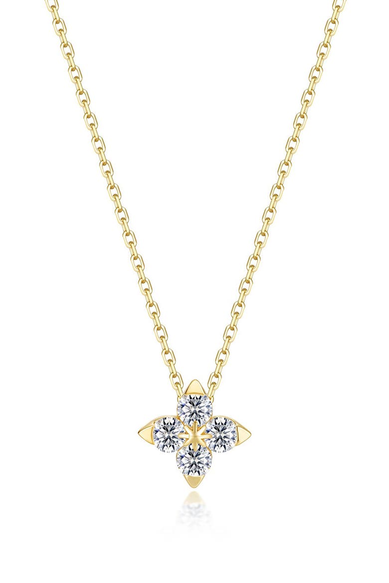 Trillium Bud Simulated Diamond Pendant Necklace, Main, color, GOLD