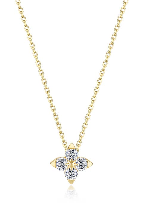 Trillium Bud Simulated Diamond Pendant Necklace