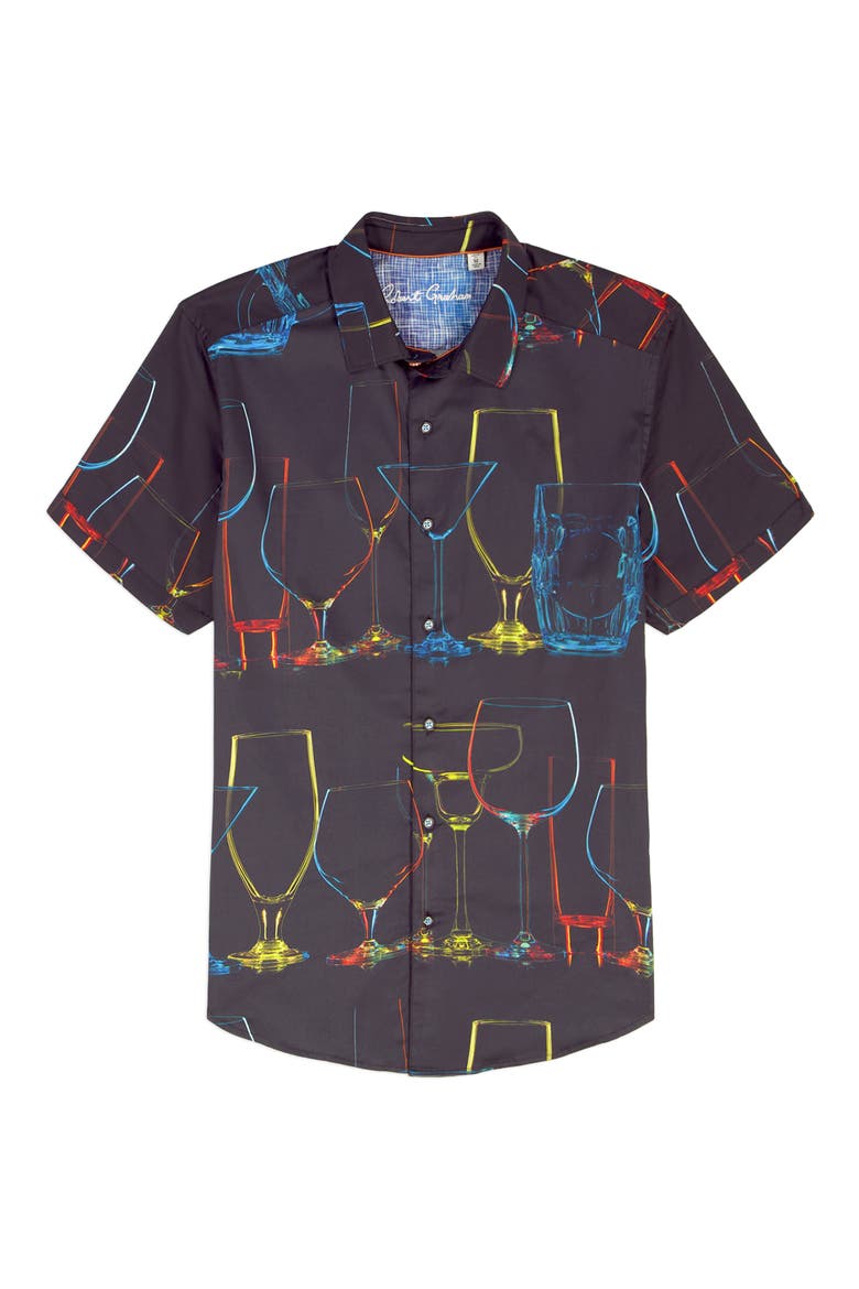 Neon Nights Button-Up Shirt, Alternate, color, BLACK