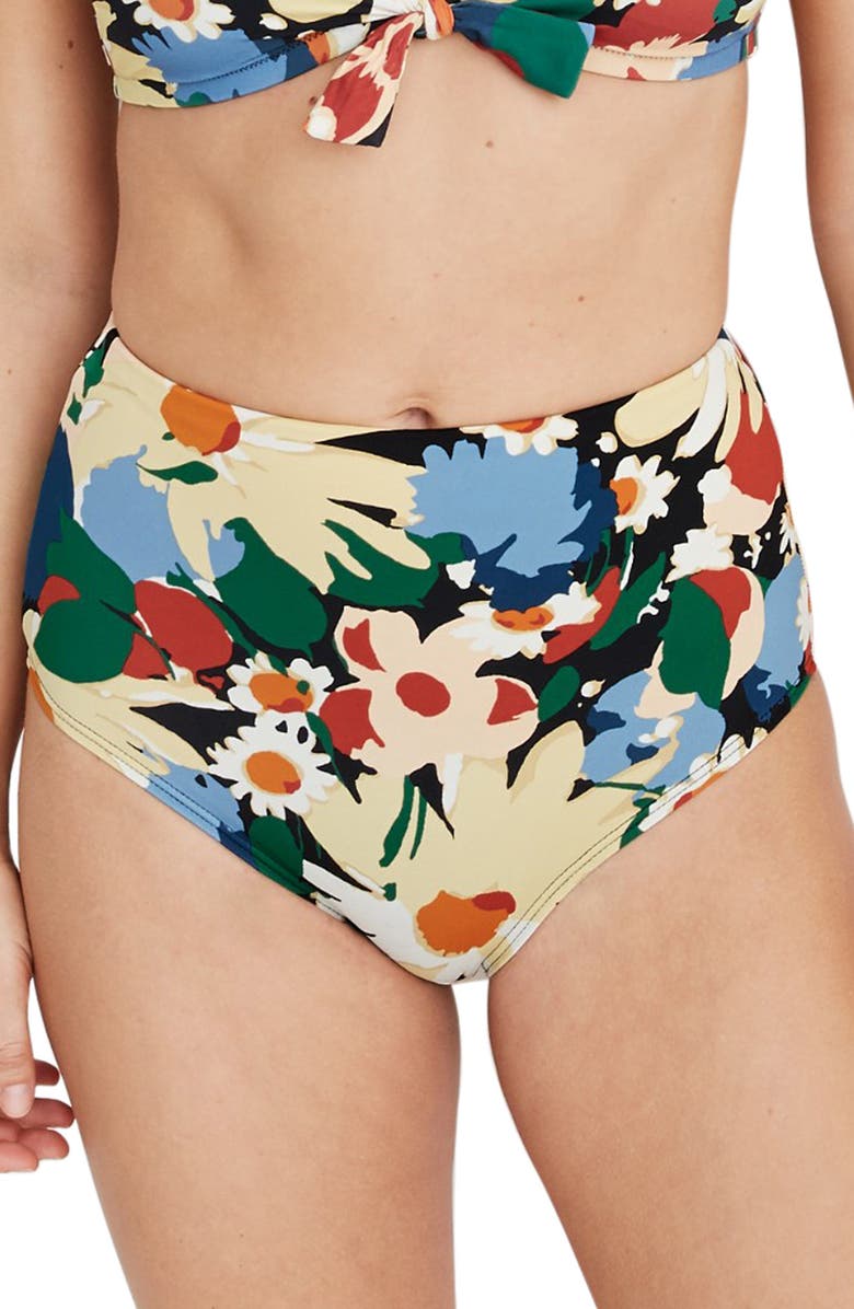 Madewell Second Wave Retro High-Waisted Bikini Bottoms, Main, color,