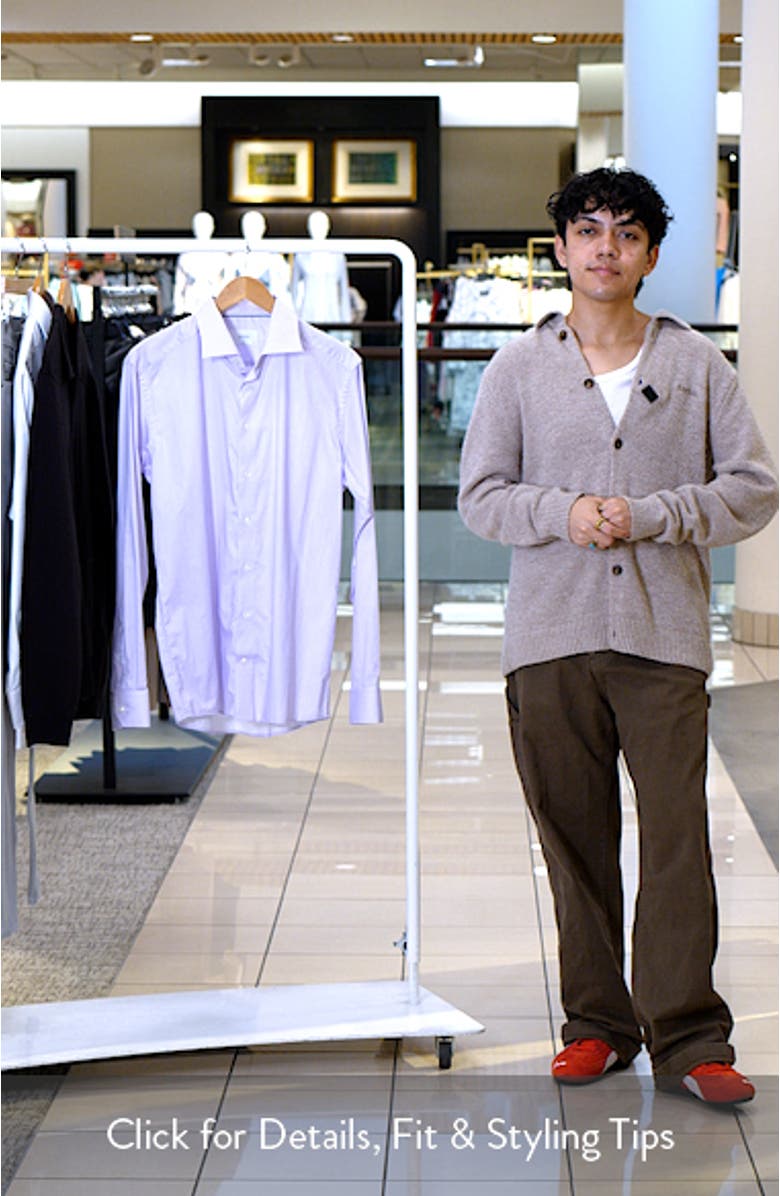 Slim Fit Geometric Pattern Cotton Dress Shirt, sales video thumbnail