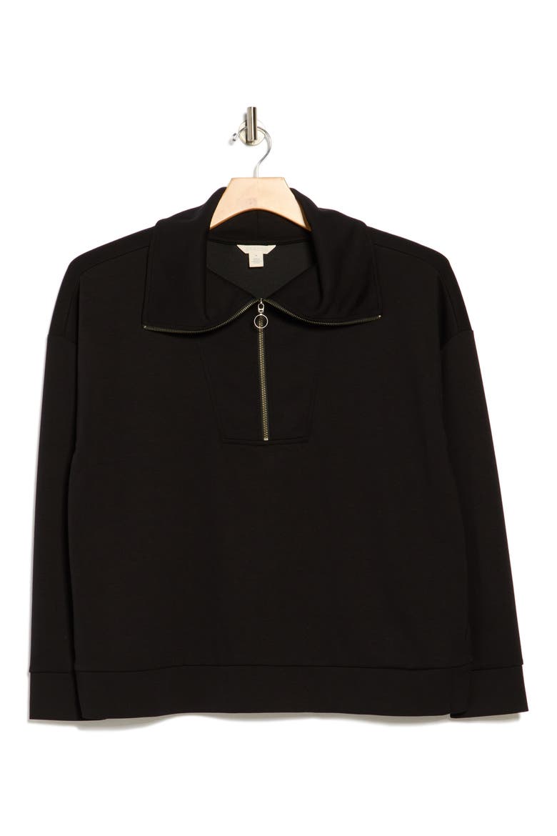 Quarter Zip Sweatshirt, Alternate, color, BLACK