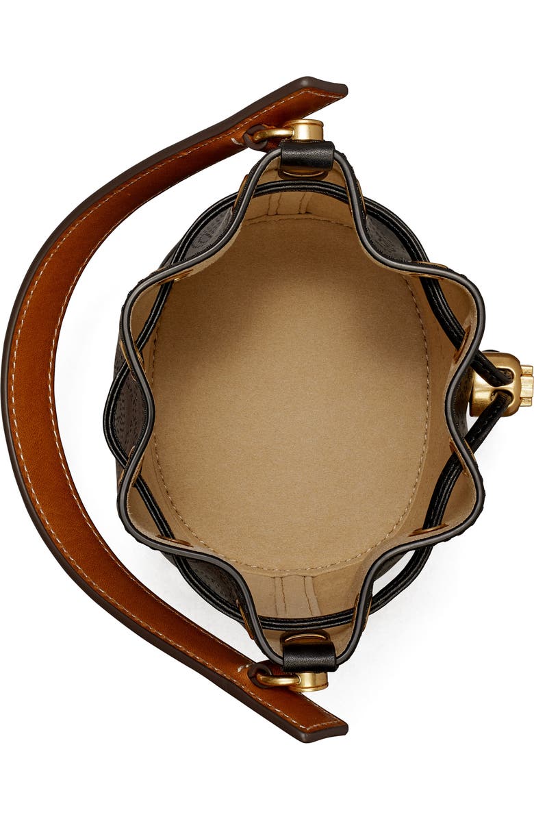 Tory Burch Mini T Monogram Perforated Leather Bucket Bag, Alternate, color,