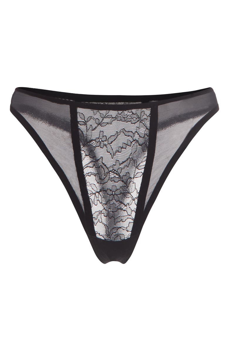 Wolford Lace & Mesh Thong, Alternate, color, 