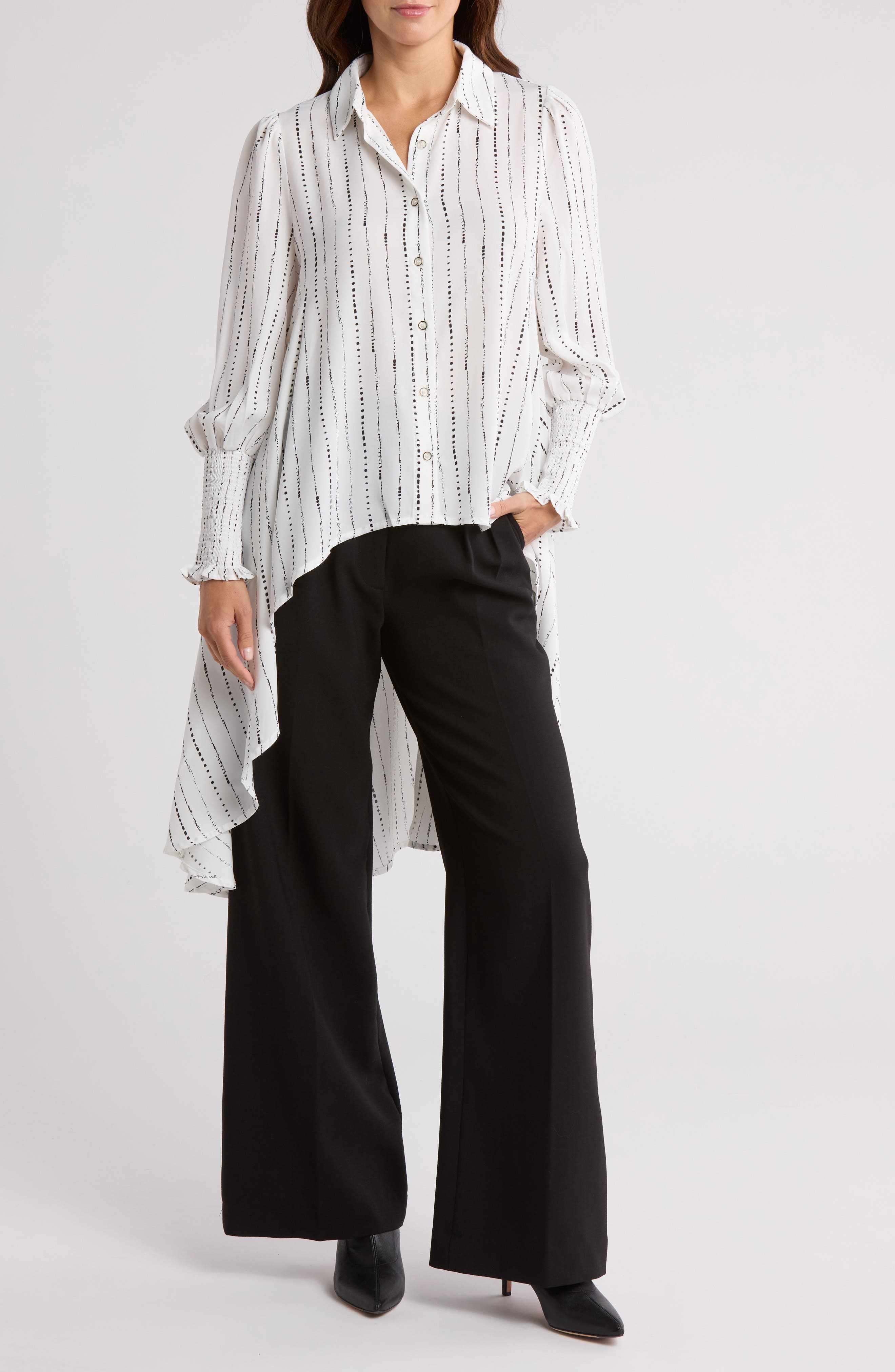 PATRIZIA LUCA Stripe Long Sleeve Shirtdress