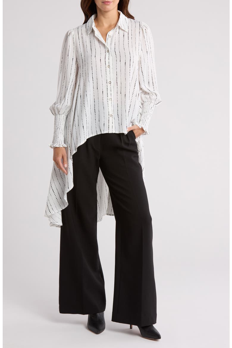 Stripe Long Sleeve Shirtdress, Main, color, OFF WHITE