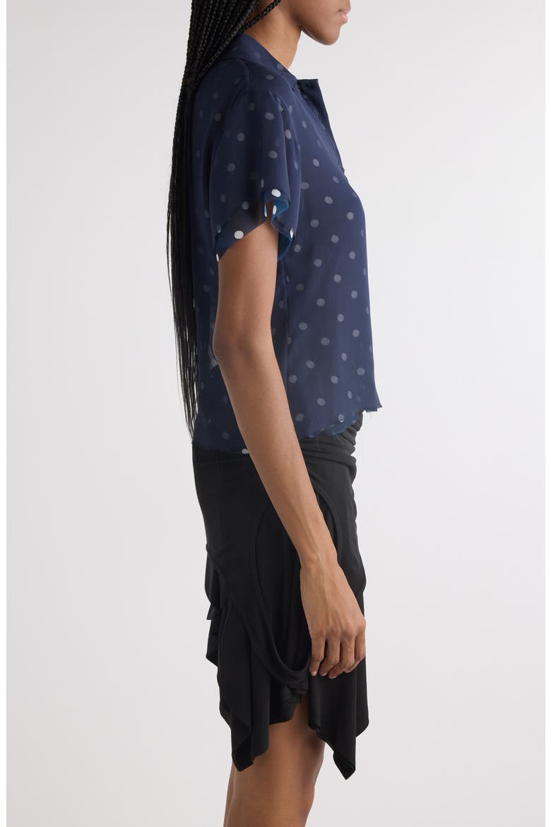 Takota Polka Dot Georgette Polo, Alternate, color, NAVY/ WHITE
