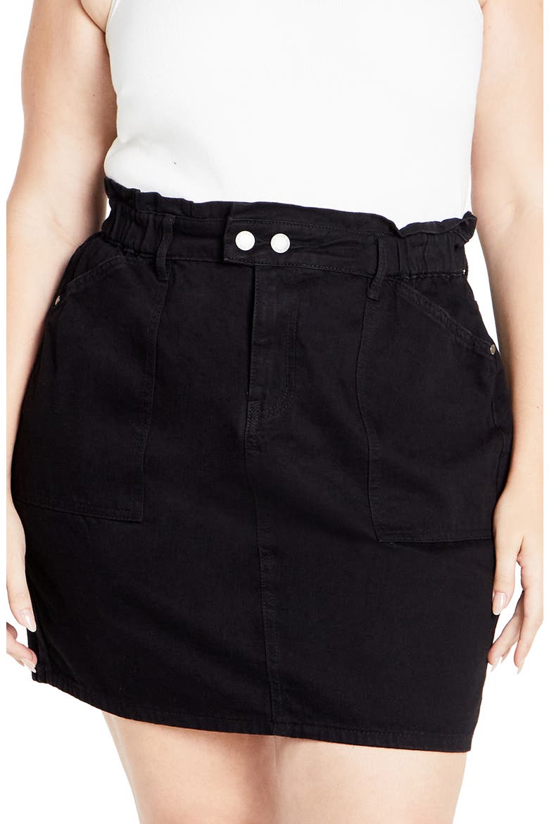 Cali Denim Miniskirt, Alternate, color, BLACK