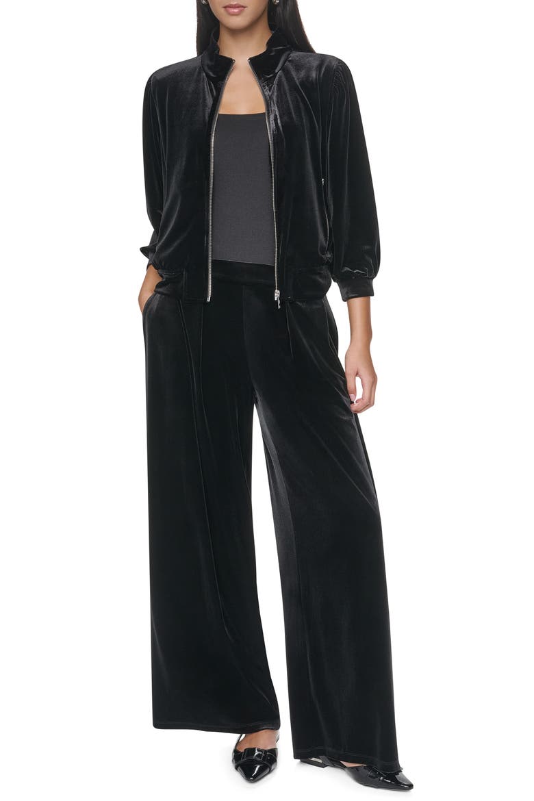 Stretch Velvet Jacket, Alternate, color, BLACK