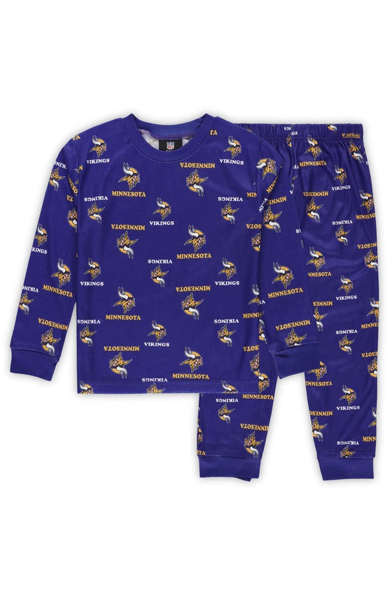 Outerstuff Preschool Outerstuff Purple Minnesota Vikings All-Over-Print Long Sleeve T-Shirt and Pants Sleep Set, Main, color, Purple