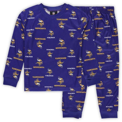 Preschool Outerstuff Purple Minnesota Vikings All-Over-Print Long Sleeve T-Shirt and Pants Sleep Set