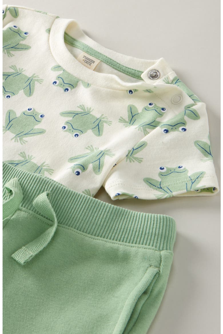 Frog Print T-Shirt & Joggers Set, Alternate, color, IVORY HOPPY FROGS- BLUE
