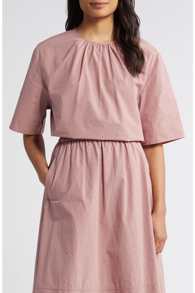 Shirred Neck Woven Top, Main, color, AGRIL