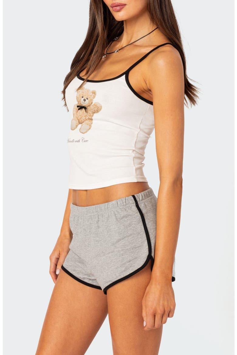 Klara Crop Stretch Cotton Graphic Camisole, Alternate, color, WHITE