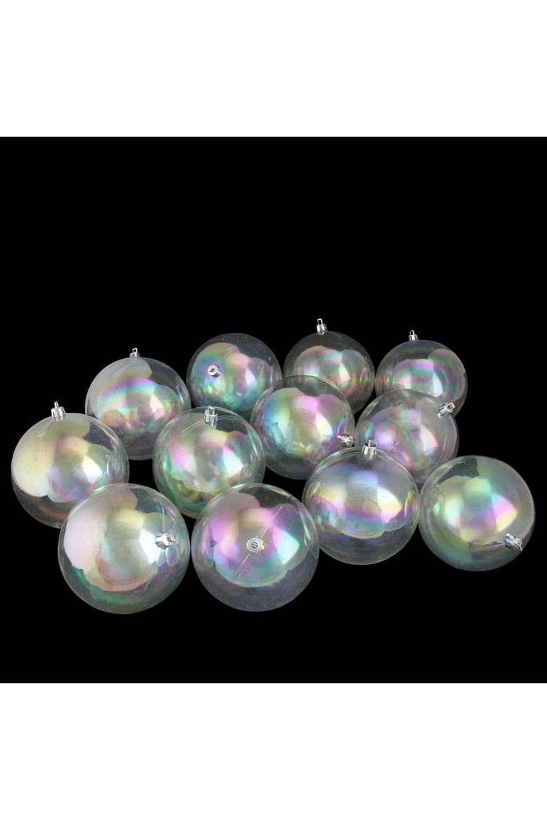 Shatterproof Shiny Iridescent Christmas Ball Ornaments - 4" (100mm) - Clear - 12ct, Alternate, color, Clear