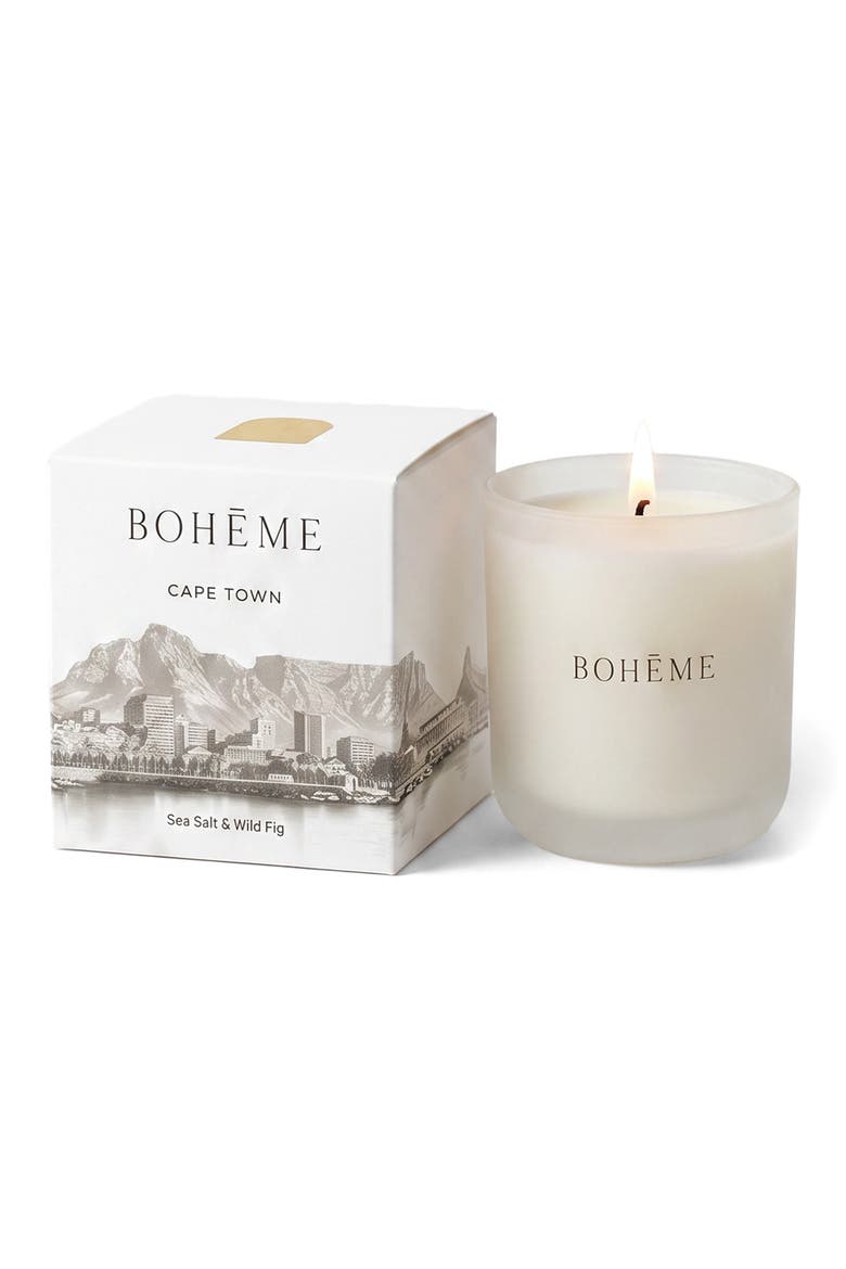 Cape Town Sea Salt & Wild Fig Candle, Main, color, WHITE