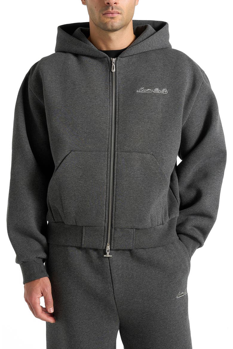Unisex Signature Relaxed Fit Zip Hoodie, Alternate, color, Charcoal Grey