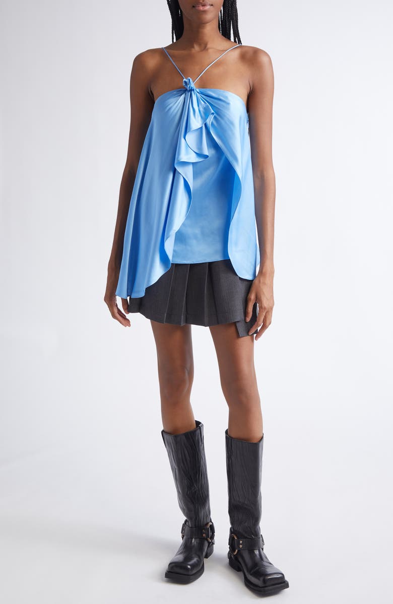 Acne Studios Tufo Draped Satin Halter Top, Alternate, color, Bahama Blue