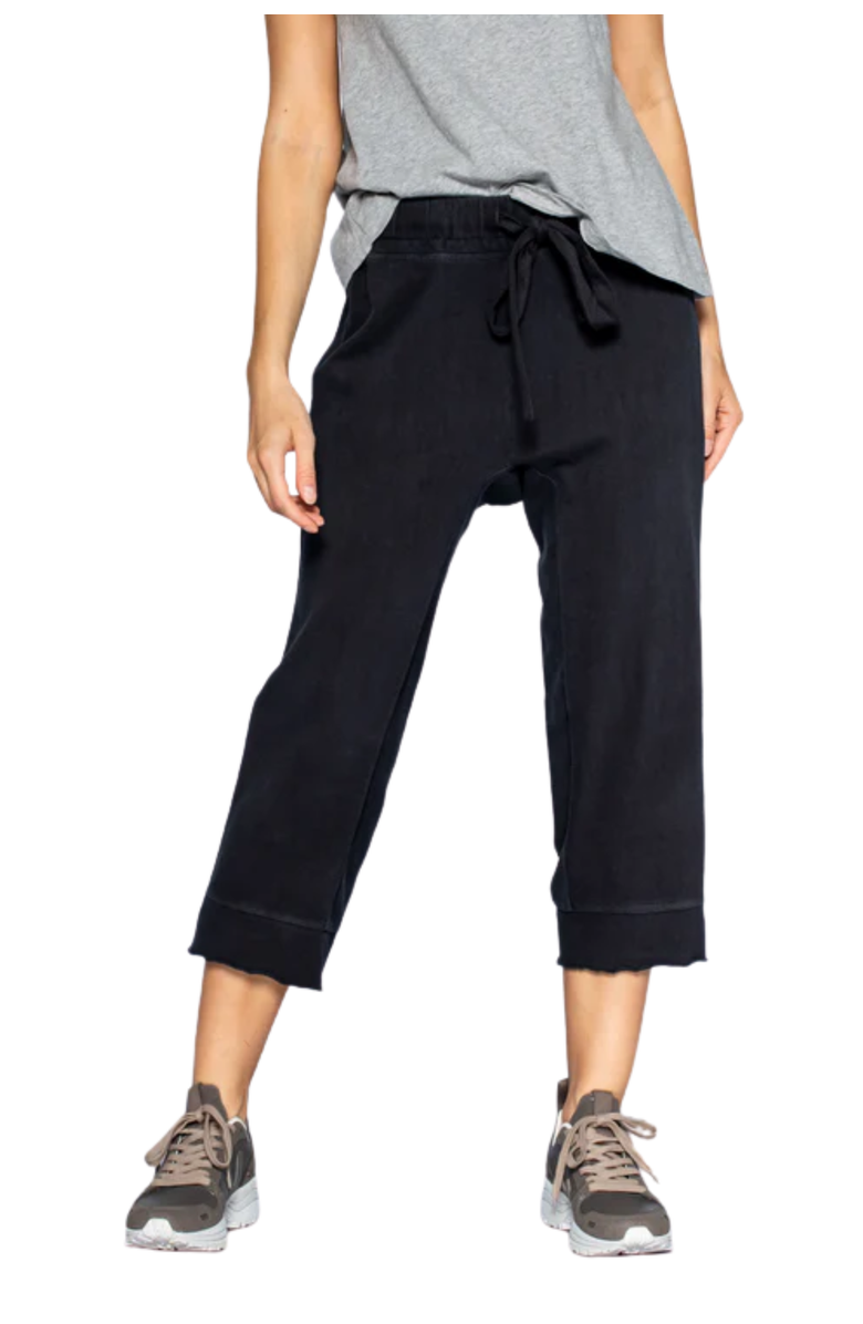 Wilt Crop Raw Jogger Easy Fit Pants, Main, color, Black
