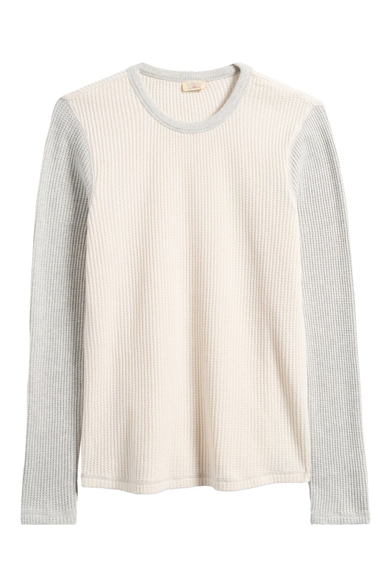 Apres Colorblock Long Sleeve Waffle Knit Top, Alternate, color, EGRET VARSITY