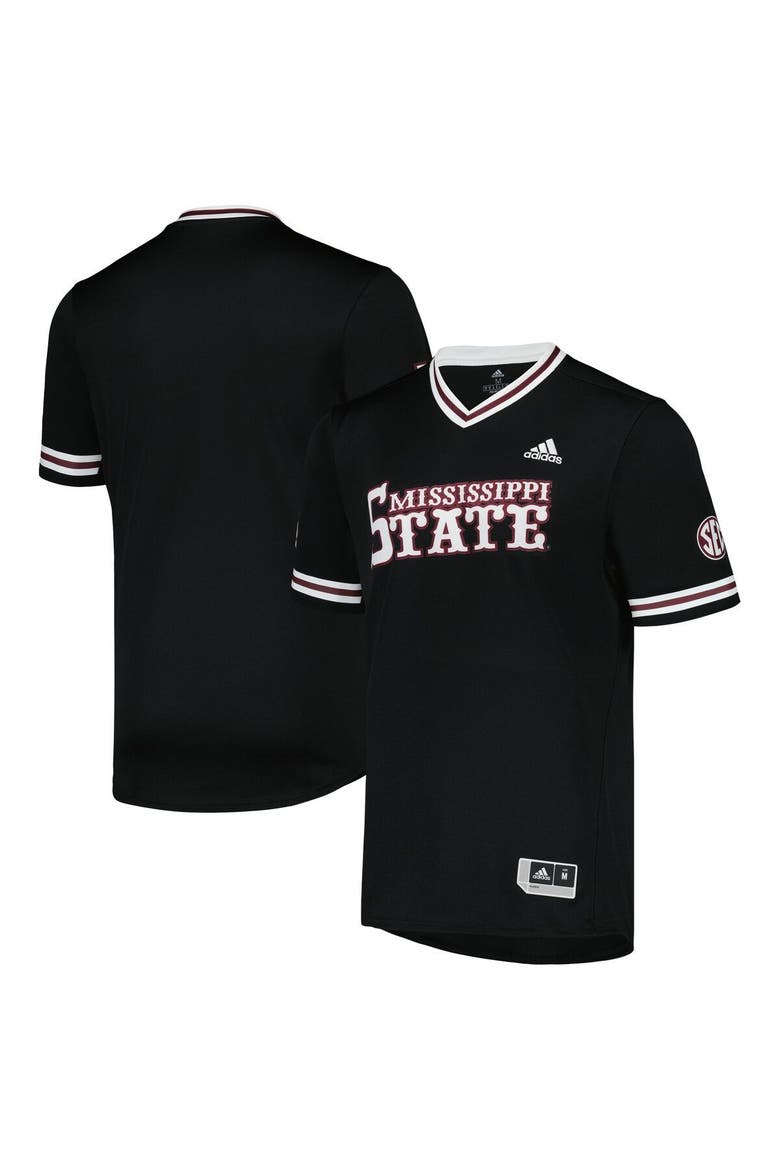 Men's adidas Black Mississippi State Bulldogs Replica V-Neck Baseball Jersey, Main, color, Black