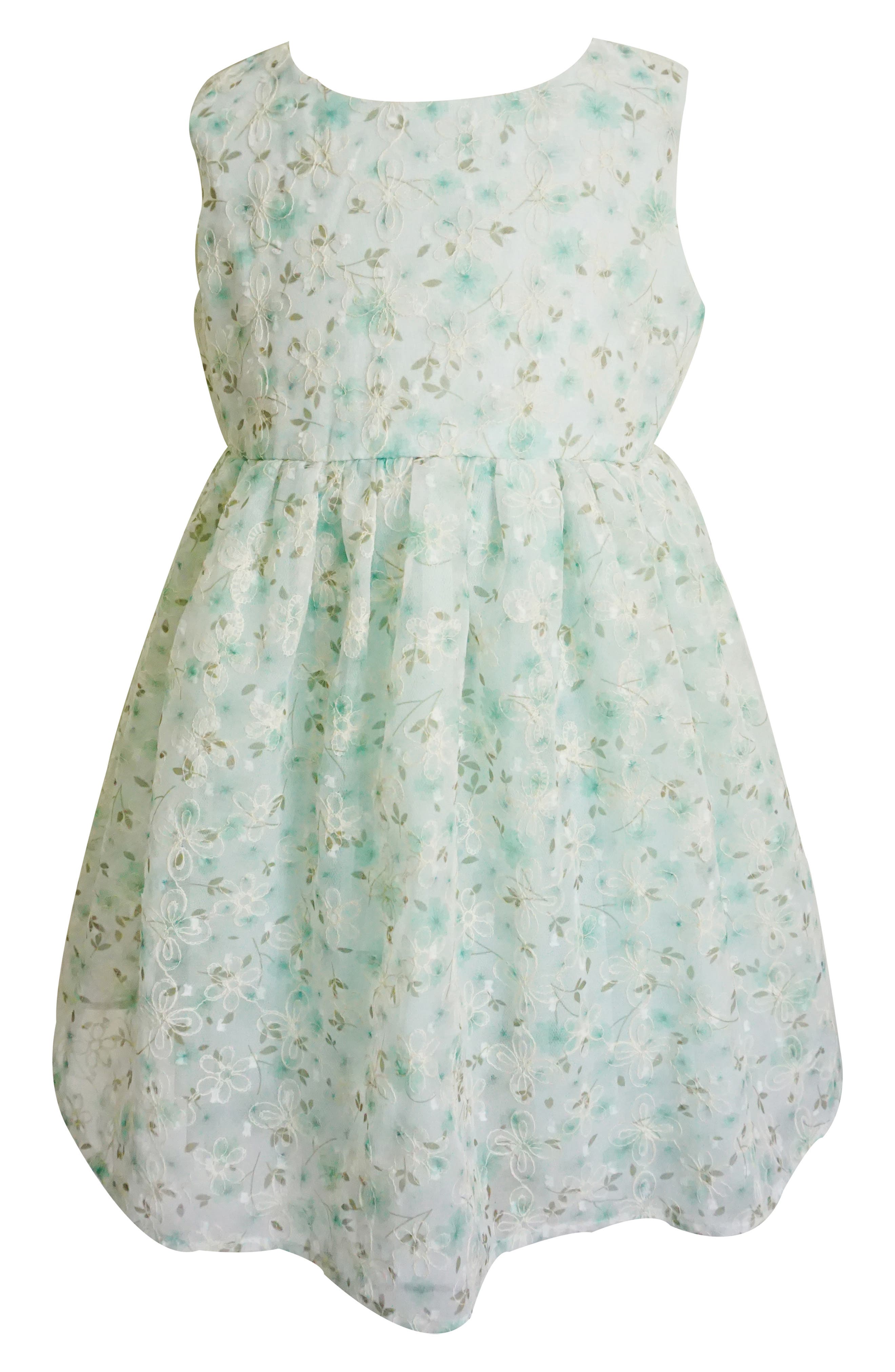 Popatu Kids' Floral Embroidered Tulle Overlay Dress