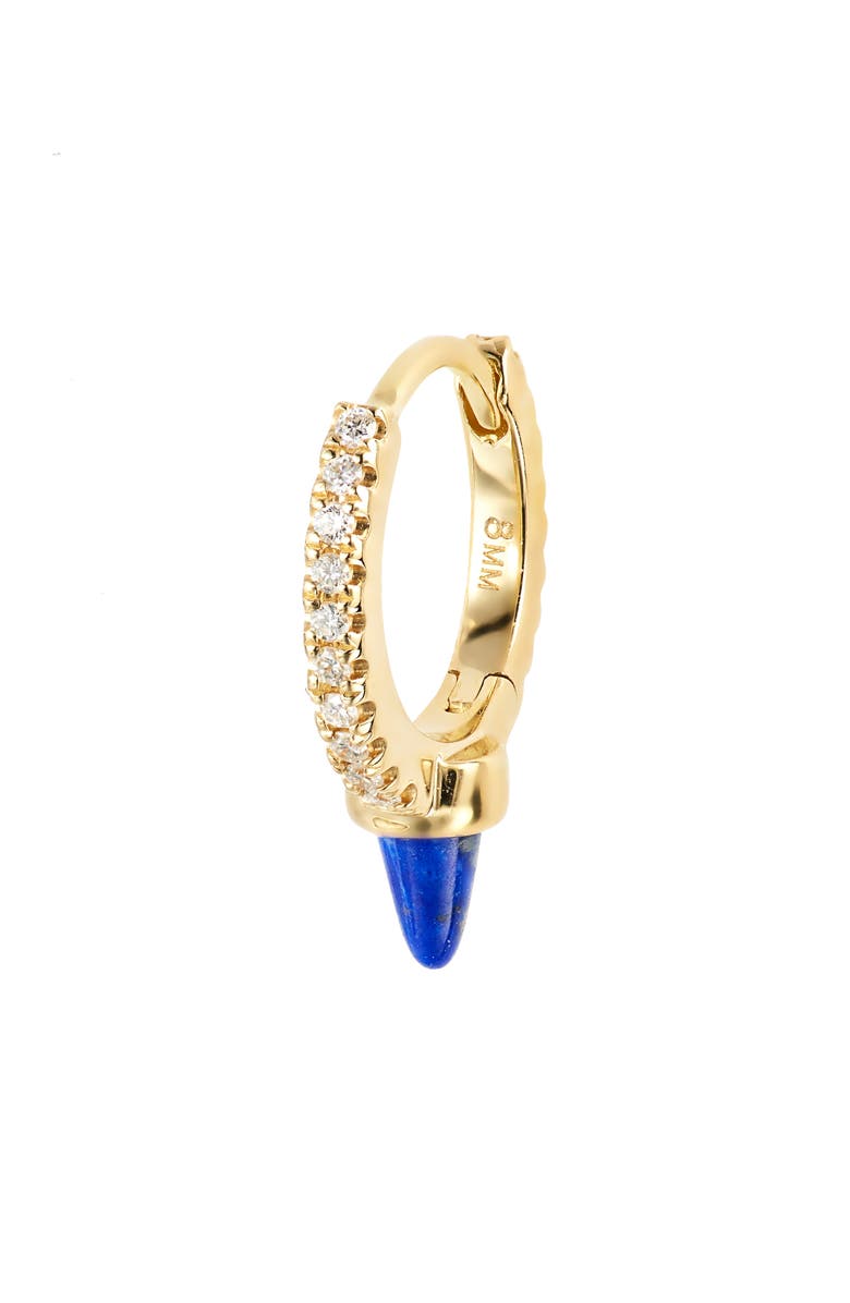MARIA TASH 18K Gold Pavé Diamond Lapis Lazuli Spike Hoop Single Earring, Main, color, 