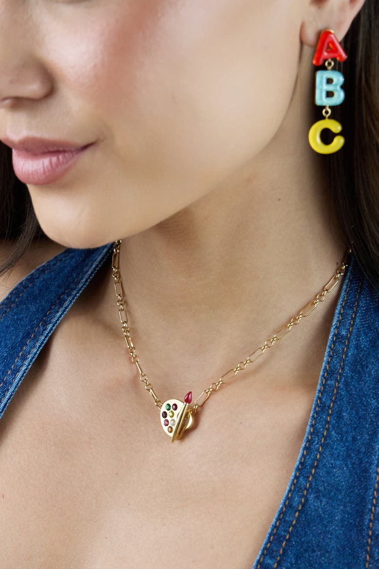 ABC Linear Earring, Alternate, color, Gold