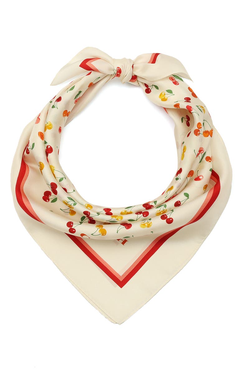 COACH Cheery Mix Printed Silk Scarf, Alternate, color, Chalk Multi