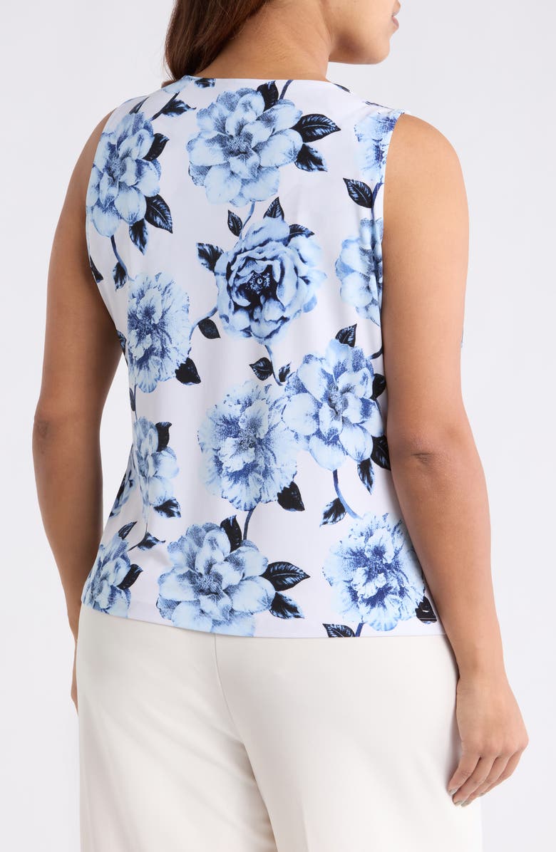 Anne Klein Floral Pleat Neck Top, Alternate, color, 
