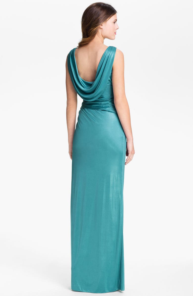 Adrianna Papell Draped Front Twist Charmeuse Gown, Alternate, color,