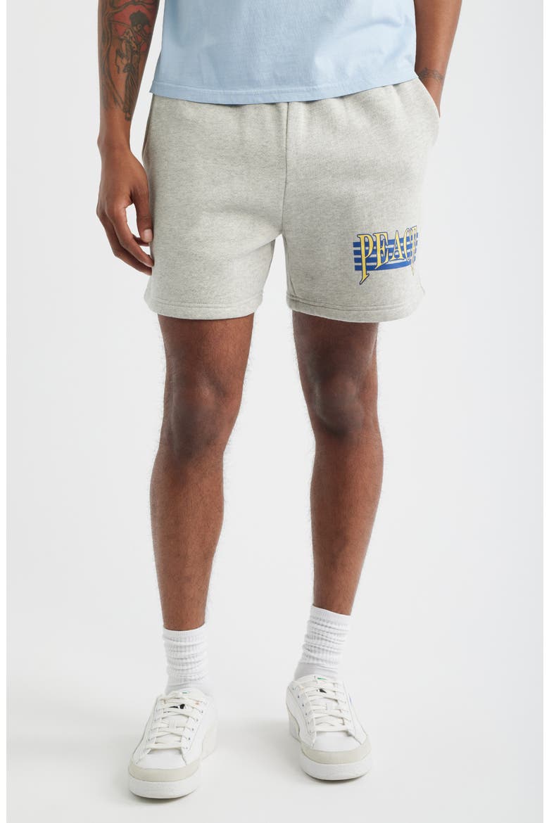 Seventies Graphic Sweat Shorts, Main, color, ASH