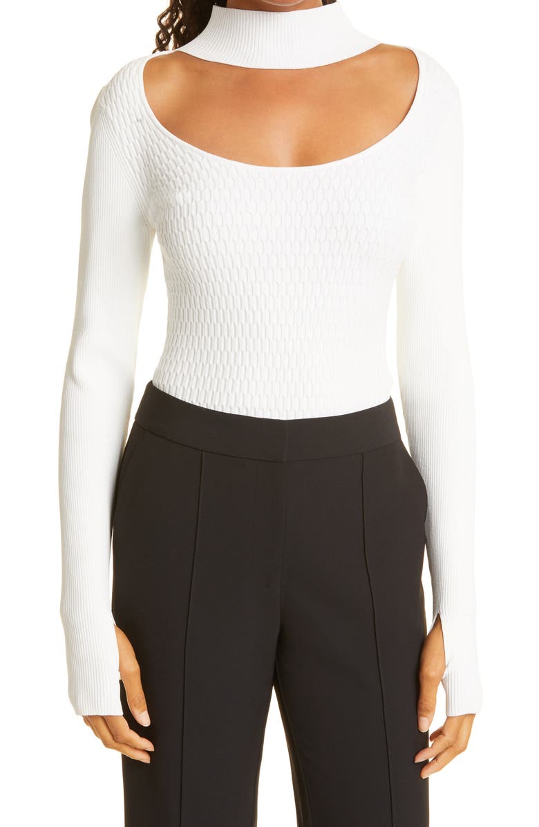 Milly Half Moon Cutout Sweater, Main, color, Ecru