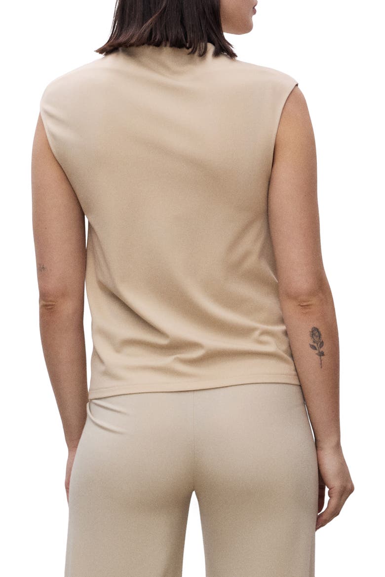 Draped Neck Sleeveless T-Shirt, Alternate, color, SAND