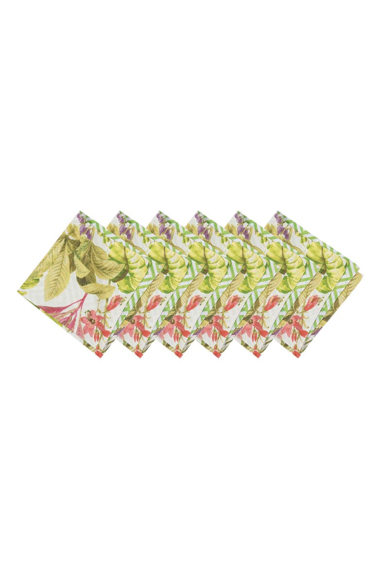 Moana Cotton Reversible Cloth Napkin Set of 6, Alternate, color, Green