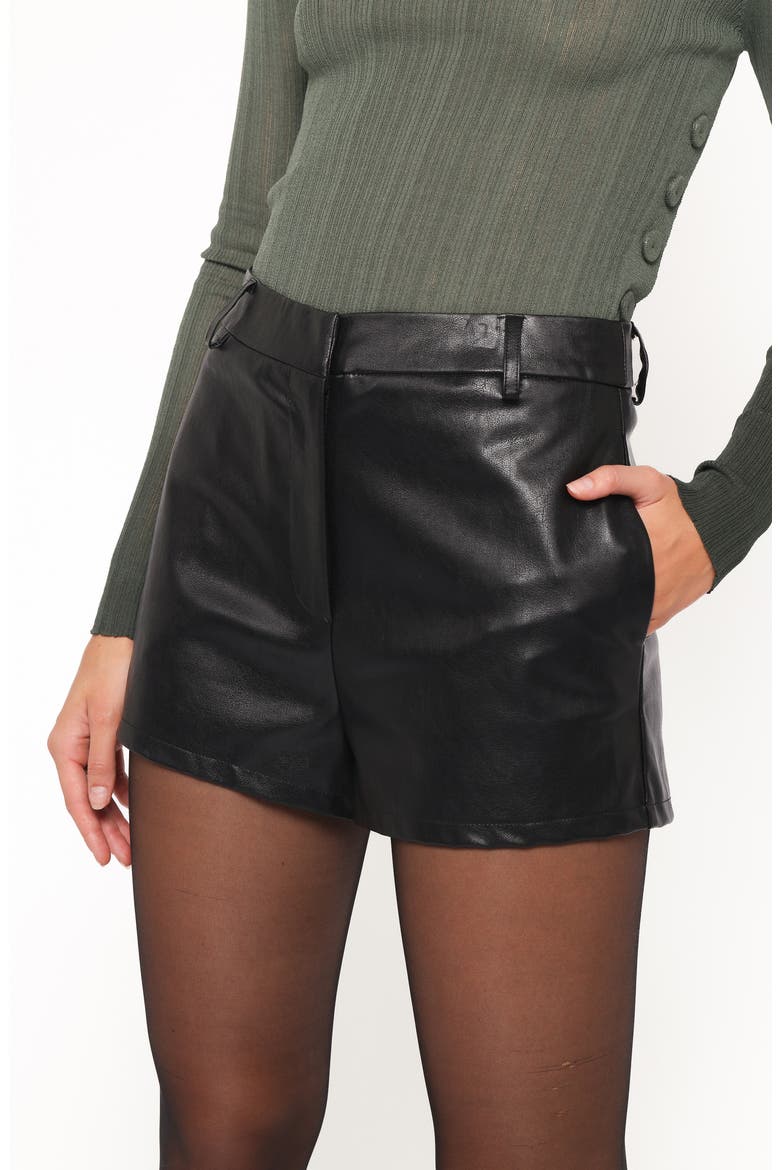 Fable Faux Leather Shorts, Alternate, color, BLACK