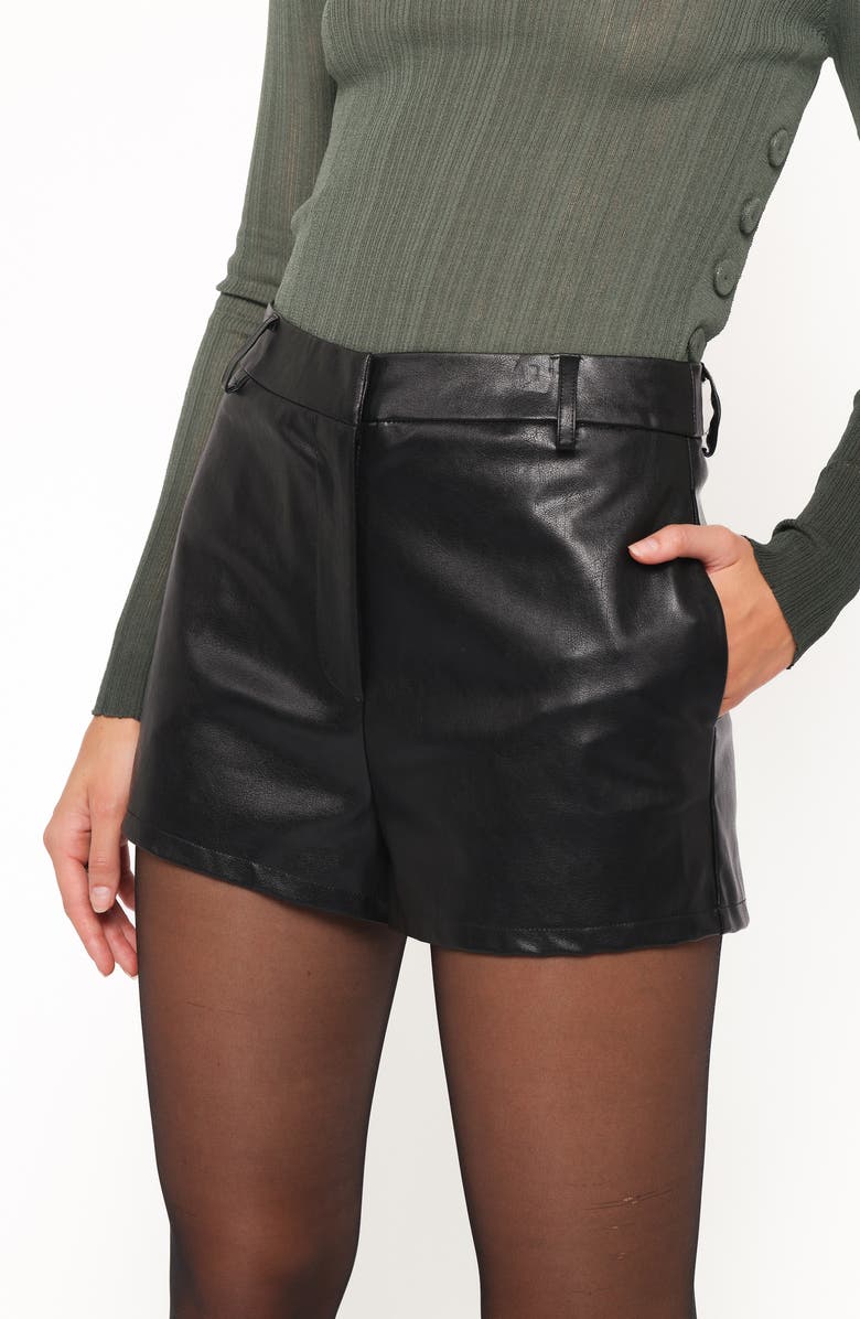 Petal & Pup Fable Faux Leather Shorts, Alternate, color, Black