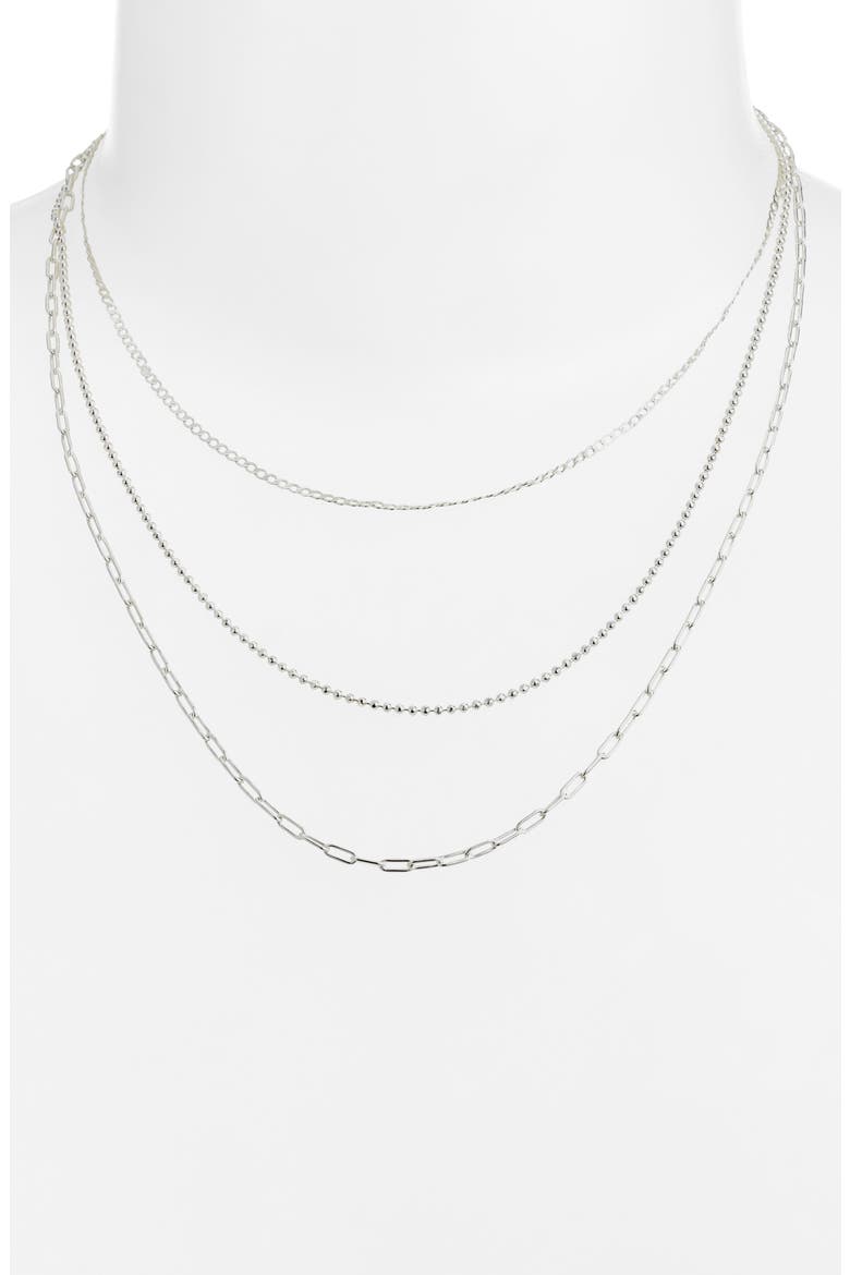 Triple Layer Chain Necklace, Alternate, color, SILVER