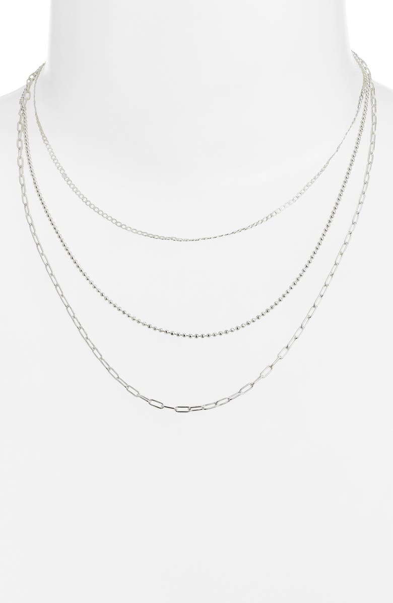 Argento Vivo Sterling Silver Triple Layer Chain Necklace, Alternate, color, 