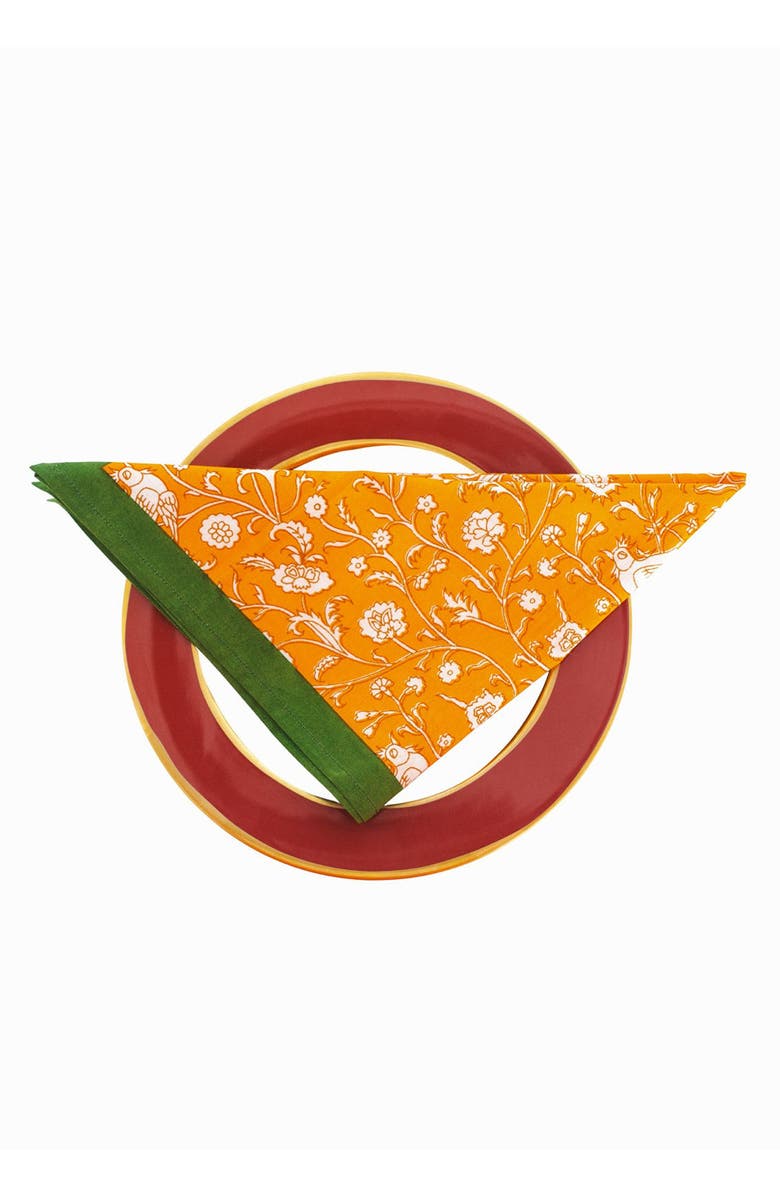 Inner Child Birds of a Feather Blockprint Napkins - Set of 4, Alternate, color, Orange