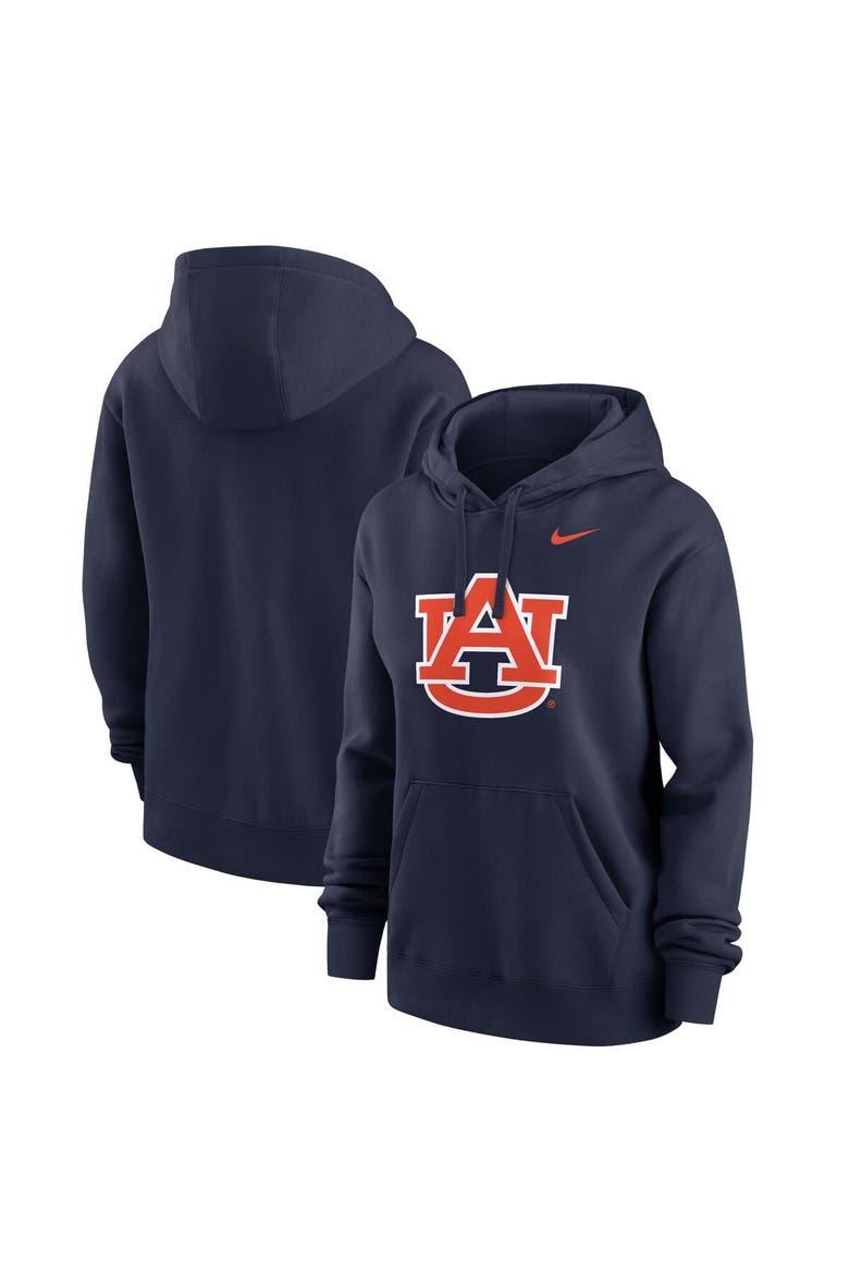 Women's Nike  Navy Auburn Tigers Wordmark Club Fleece Pullover Hoodie, Main, color, Navy