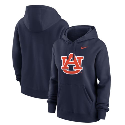Nike Women's Navy Auburn Tigers Wordmark Club Fleece Pullover Hoodie In Blue