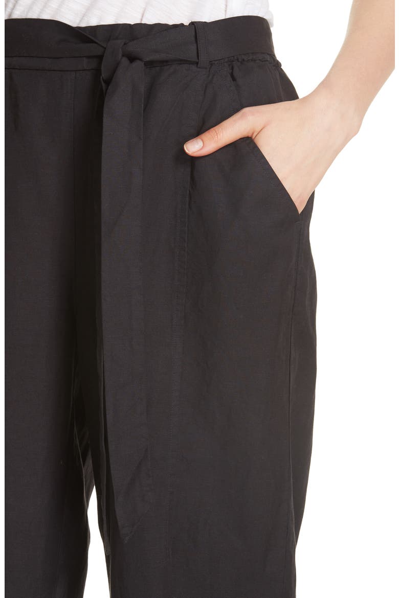 Lantern Twill Ankle Pants, Alternate, color, BLACK