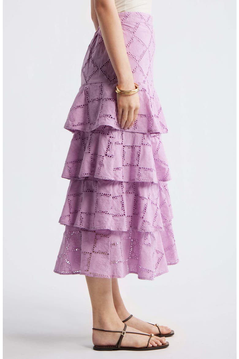 Tiered Eyelet Embroidered Maxi Skirt, Alternate, color, PINK GALE